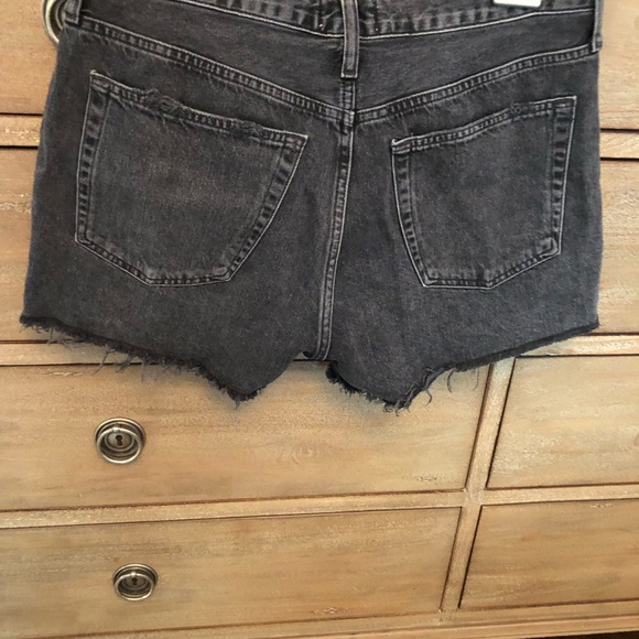 Agolde Black Jean Shorts Distressed Frayed Hem - Picture 2 of 4